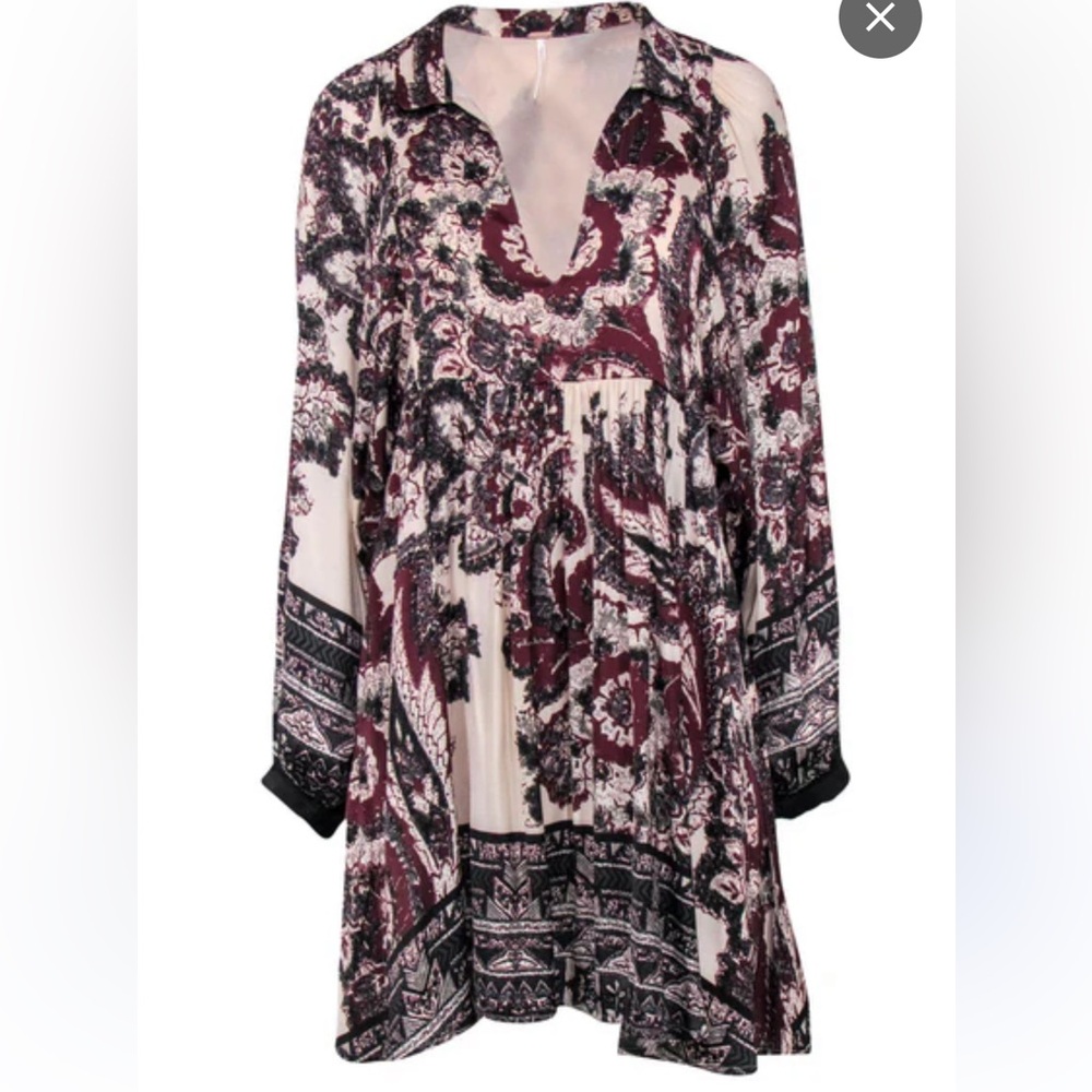 Free People Women’s Long Sleeve Silk Tunic Dress